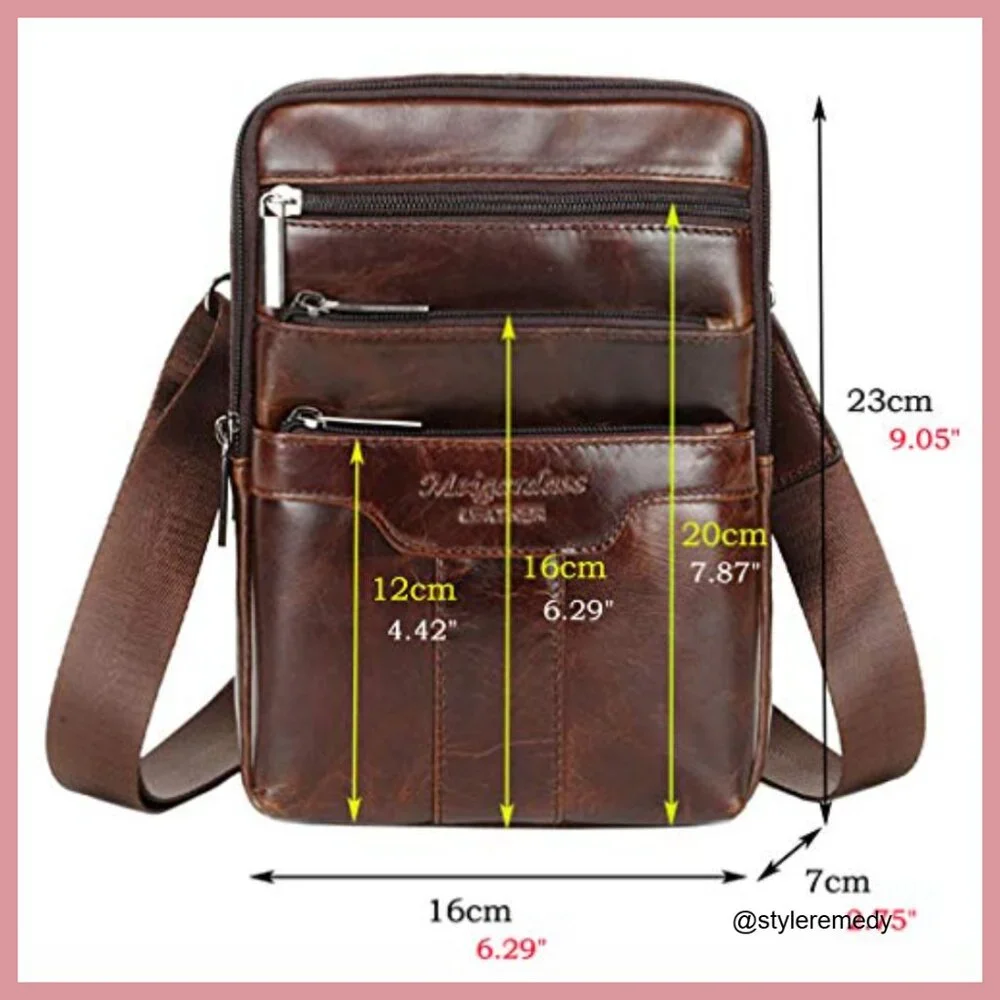 Genuine Leather Messenger Bag for Business Travel Outdoor